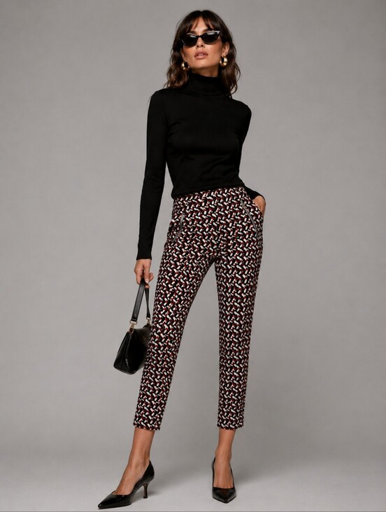 Zara Pants - Zara Geometric Print Cigarette Pants Medium Retro Mod Ankle Pants